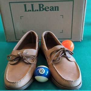 L.L. Bean Men's Brown Leather Boat Shoes 10 EE